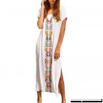 Beach Swimwear Loose Maxi Embroidered Kaftan Casual Short Sleeve Long Dress Zulmaliu White B07DBX7CRM